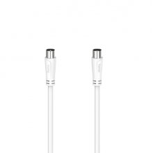 Hama Essential Cable Coaxial de Antena Macho/Hembra - Longitud 3m- Doble Blindaje - Apantallamiento 90dB - Impedancia 75Ohm - Color Blanco