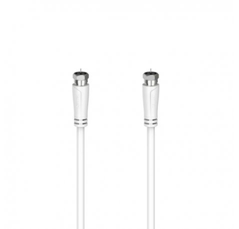 Hama Essential Cable Coaxial de Antena - Longitud 3m- Conector F Macho - Doble Blindaje - Apantallamiento 90dB - Impedancia 75Ohm - Color Blanco