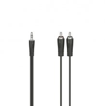 Hama Essential Cable de Audio - 2x RCA Macho - Jack 3.5mm Macho - Longitud 1.5m - Estereo - Color Negro