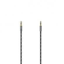 Hama Prime Cable de Audio - Jack 3.5mm Macho - Longitud 0.75m - Contactos Chapados en Oro - Estereo - Color Negro y Gris