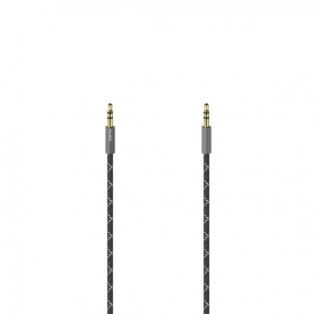 Hama Prime Cable de Audio - Jack 3.5mm Macho - Longitud 0.75m - Contactos Chapados en Oro - Estereo - Color Negro y Gris