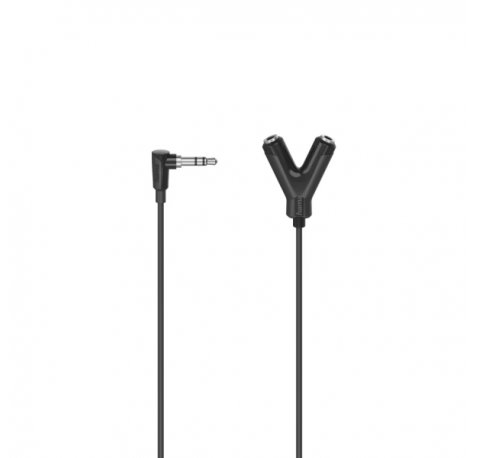 Hama Essential Cable de Audio - Jack 3.5mm Hembra x2 - Jack 3.5mm Macho - Longitud 12cm - Color Negro