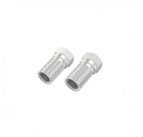 Hama Essential Pack de 2 Conectores F Macho - Cables hasta de 5.5mm - Fijacion con Tornillo - Color Plata