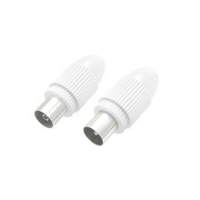 Hama Essential Set de Conectores Coaxiales - Macho y Hembra - Apto para Cables entre 5 y 7mm - Fijacion con Pinza - Color Blanco