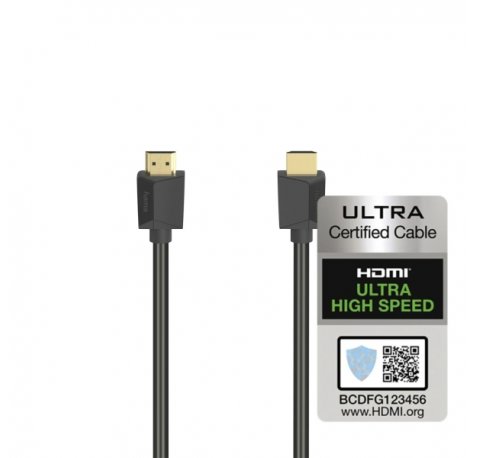 Hama Essential Cable HDMI 8K Macho - Longitud 1m- Certificado - Soporta eARC - Terminales Chapados en Oro - Ethernet - Velocidad hasta 48Gbps - Blindaje Completo - Color Negro