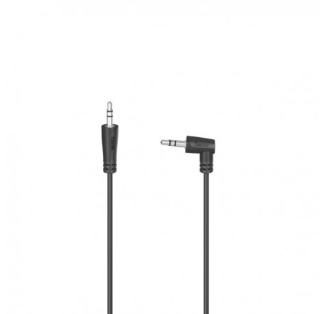 Hama Essential Cable de Audio Acodado 90Âº - Jack 3.5mm Macho - Longitud 0.5m - Color Negro