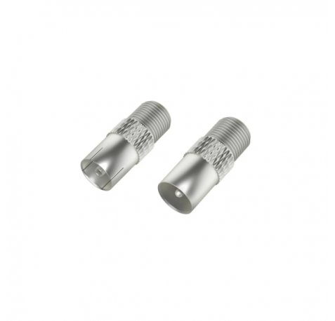 Hama Essential Set de Adaptadores para Cable de Antena - Coaxial Hembra a F Hembra - Coaxial Macho a F Hembra - Color Plata