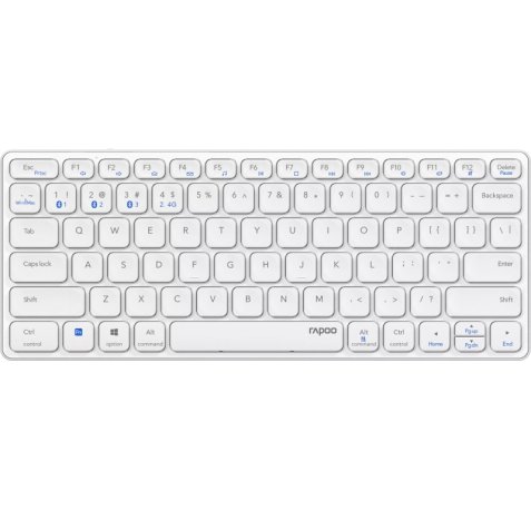 Rapoo E9600M Teclado Compacto Ultafino Inalambrico - Bluetooth y 2.4GHz - Base de Aluminio - Bateria Recargable Ecologica - Color Gris