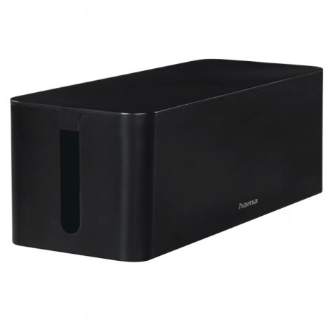 Hama Maxi Caja para Regletas y Cables - Facil Organizacion y Limpieza - Proteccion Infantil y de Mascotas - Diametro Maximo del Cable 15mm - 40.6x15.6x13.5cm - Color Negro
