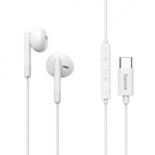 Hama Classy Auriculares con Microfono Omnidireccional - Cable 1.2m - Conector USB-C - Asistente de Voz - Color Blanco