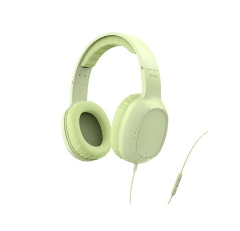 Hama Fun C Auriculares con Microfono Omnidireccional - Cable 1.2m - Diadema Ajustable - Almohadillas de Cuero - Color Verde