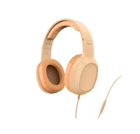 Hama Fun C Auriculares con Microfono Omnidireccional - Cable 1.2m - Diadema Ajustable - Almohadillas de Cuero - Color Naranja