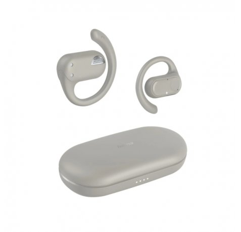 Hama Spirit Open Auriculares con Microfono Omnidireccional - Bluetooth - IPX4 - Pantalla LED - Carga por USB-C - Color Beige
