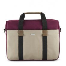 Hama Silvan Maletin para Portatiles hasta 14.1" - Poliester Reciclado - Bolsillo Frontal - Interior Acolchado - 39x5x31cm - Color Beige y Burdeos