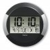 Hama Ischia Reloj de Pared Digital - Termometro - Visualizacion de Fases Lunares - Zona Horaria Ajustable - Radio - 24.5x1.5cm - Color Negro y Plata