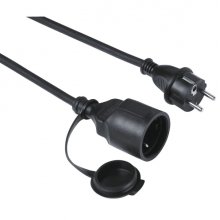 Hama Outdoor Â Cable de Alimentacion Alargador para Exteriores - Potencia Maxima 3680W - Longitud 10m - Seccion 1.5mm2 - Schuko CEE7 - Tapa Protectora - Color Negro