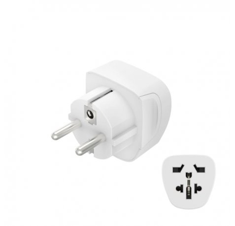 Hama Adaptador de Viaje Toma Tipo E y Schuko - Hembra Multiple - Voltaje 230-250V - 5.7x5.1x5cm - Color Blanco