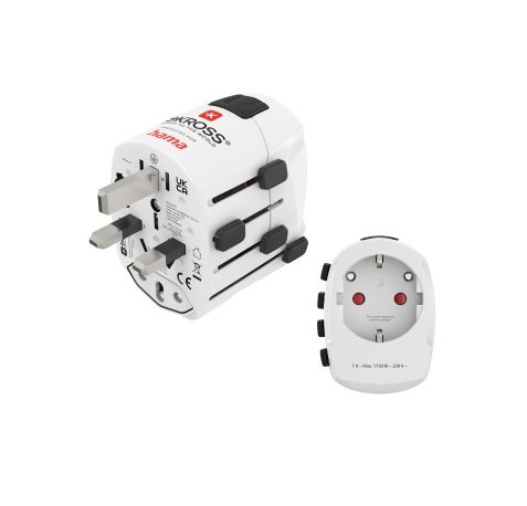 Hama World Travel Pro Adaptador Universal de Viaje - Mas de 150 Paises - 250V, 7A - Color Blanco