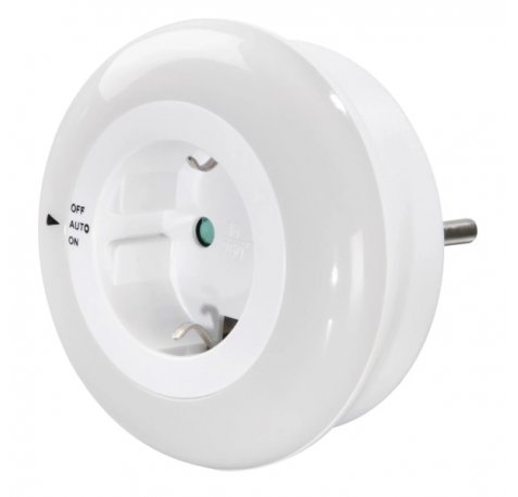 Hama Circle Luz LED Nocturna con Enchufe - Potencia 0.8W - IP20 - Sensor de Luz - Proteccion Tactil - 8.2x8.2x7.3cm - Color Blanco