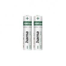 Hama Pack de 2 Pilas Recargables AAA - NiMH - Voltaje 1.2V - 700mAh - Color Blanco