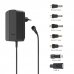 Hama Fuente de Alimentacion Multidispositivo - Potencia 27W - Voltaje 12V - Indicador LED - 7 Adaptadores - Intensidad Maxima 2.25A - Voltaje Ajustable - Color Negro