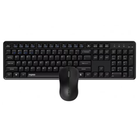 Rapoo 8150M Silent Pack Teclado + Raton Inalambricos - Bluetooth y 2.4GHz -  Raton 1300 DPI - Autonomia hasta 12 Meses - Color Negro
