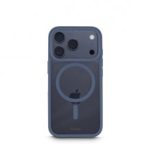 Hama Frame Protect Funda para iPhone 17 Pro - Magnetico - Antideslizante - Policarbonato y Poliuretano Termoplastico - Bordes Elevados - Color Azul y Transparente
