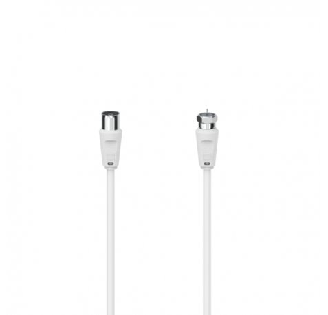 Hama Cable de Antena - Longitud 1.5m - Conector F Macho - Conector Coaxial Hembra - Color Blanco