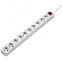 Hama Regleta Alimentacion con 10 Tomas - Cable 3m - Voltaje 230V - Interruptor Iluminado - Color Blanco