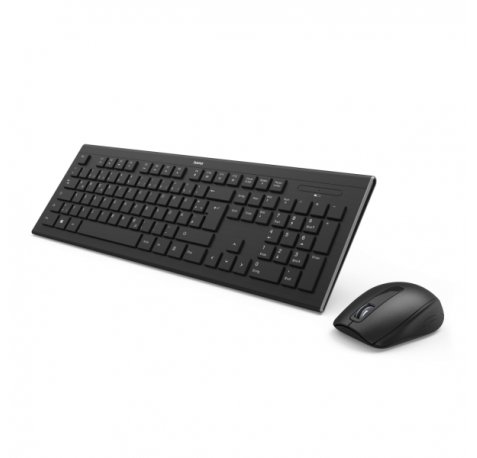 Hama Combo de Teclado y Raton Inalambricos 2.4GHz - Distribucion Qwerty-Es - Pila Aa/Aaa - USB-A - Pies Plegables - Rango 10m - Raton de 3 Botones - 1600dpi - Color Negro