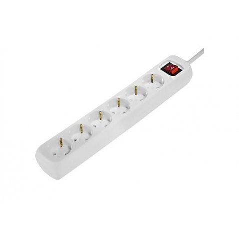 Hama Regleta Alimentacion con 6 Tomas - Cable 1.4m - Interruptor de Encendido - 33.7x5.5x4.7cm - Color Blanco