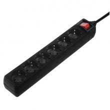 Hama Regleta Alimentacion con 6 Tomas - Cable 1.4m - Interruptor de Encendido - 33.7x5.5x4.7cm - Color Negro