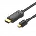 Vention Cable Conversor HDMI Macho a Mini Displayport Macho - Resolucion 4K - ARC - Longitud 3m - Conectores Chapados en Oro - Revestimiento en PVC - Color Negro