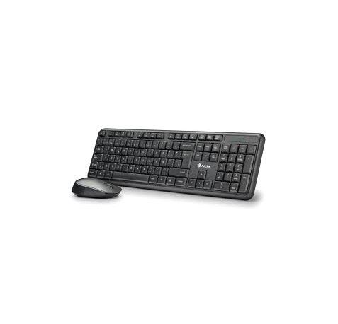 NGS Kit Teclado Inalambrico y Raton Inalambrico 1200dpi - 12 Teclas Multimedia - Indicadores LED -  Color Negro