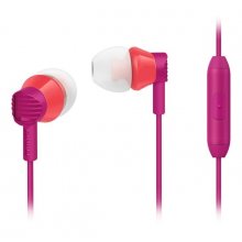 Philips Auriculares Intraurales con Cable - Jack 3.5mm - Microfono Integrado - 3 Pares de Almohadillas de Silicona - Aislamiento Pasivo del Ruido - Altavoz 8.6mm - Color Rosa