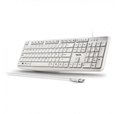 NGS Heritage Teclado USB - 12 Teclas Multimedia - Conexion USB-A - Ajuste de Inclinacion - Color Blanco