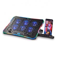 NGS HeroStand Base de Refrigeracion para Portatil Hasta 15.6" - 6 Ventiladores con LED Azul - Pantalla LCD con Botones de Control - Bordes RGB - Soporte para Smarphone - Altura Regulable - Dos Puertos USB - Color Negro NGS HeroStand Base de Refrigeracion para Portatil Hasta 15.6" - 6 Ventiladores con LED Azul - Pantalla LCD con Botones de Control - Bordes RGB - Soporte para Smarphone - Altura Regulable - Dos Puertos USB - Color Negro