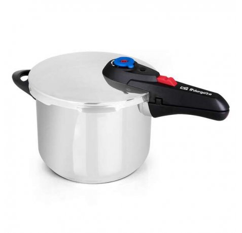 Orbegozo HP 8006 Olla a Presion de Acero Inoxidable 18/10 - Capacidad 8 Litros - Cinco Sistemas de Seguridad - Fondo Termo Difusor - Apto para Todo Tipo de Fuegos - Preserva Vitaminas y Sabores