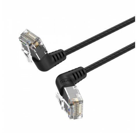 Vention Cable de Red UTP RJ45 Slim Cat.6A Cabeza Rotatoria 360º Angulo Recto - 0.5m - Color Negro