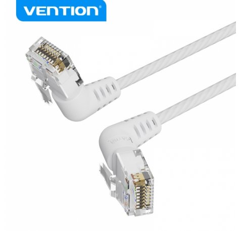 Vention Cable de Red UTP RJ45 Slim Cat.6A Cabeza Rotatoria Angulo 360º Recto - 1.5m - Color Blanco