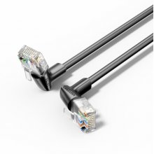 Vention Cable de Red Acodado Cat.6a UTP - Slim - Longitud 5m - Velocidad hasta 10Gbps - 32 AWG - Cubierta de PVC - Color Negro