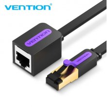 Vention Cable Extensor de Red Cat.7- Longitud 5m - Velocidad hasta 10Gbps - 30AWG - Conectores Chapados en Oro - Color Negro