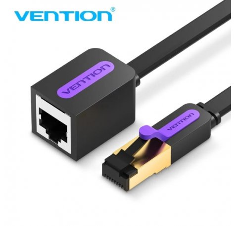 Vention Cable Extensor de Red Cat.7- Longitud 8m - Velocidad hasta 10Gbps - 30AWG - Conectores Chapados en Oro - Color Negro