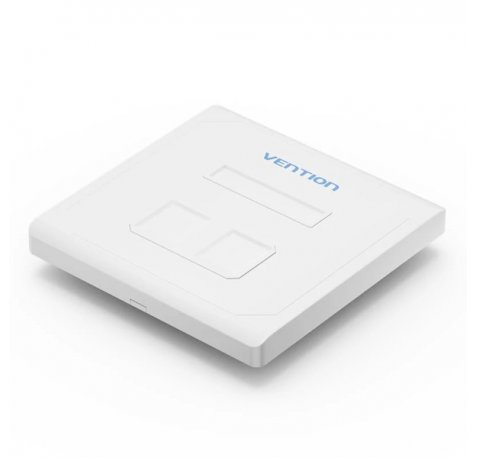 Vention Placa de Pared de 2 Toma RJ45 - Compatible con Cajas de Empotrar Tipo 86 - ABS Resistente al Envejecimiento - 86x86x8mm - Color Blanco