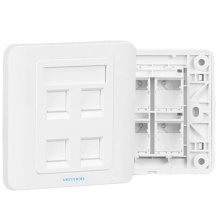 Vention Placa de Pared de 4 Toma RJ45 - Compatible con Cajas de Empotrar Tipo 86 - ABS Resistente al Envejecimiento - 86x86x8mm - Color Blanco
