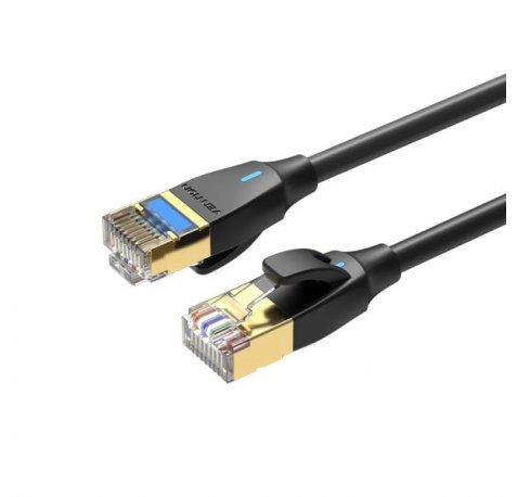 Vention Cable de Red Cat.8 SFTP - Longitud 1m - Velocidad hasta 40Gbps - 30AWG - Cubierta de PVC - Blindaje Multicapa - Conectores Chapados en Oro - Color Negro