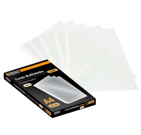 Ingraf Pack de 100 Fundas Multicristal A4 Transparentes - Uso en Carpetas con Mecanismo de Anillas - Acabados en Cristal y Granulado