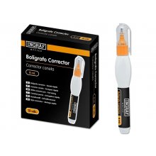 Ingraf Corrector Boligrafo de 8 Mililitros - Punta Metalica Fina - Secado Rapido - Forma Ergonomica (12 uds)
