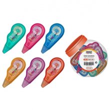 Ingraf Mini Mediterraneo Expositor con 48 Mini Cintas Correctoras 5mmx5m - Perfecta Adherencia al Papel - Cuerpo de Colores Surtidos