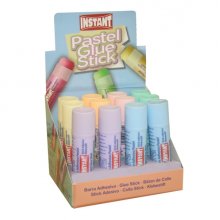 Instant Pastel Barra de Pegamento 20grs - Apto para Uso Infantil y/o Domestico - Lavable - Sin Disolventes - Colores Surtidos (12 uds)